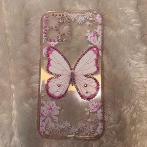 iphone 12/13 pro max butterfly rhinestone case